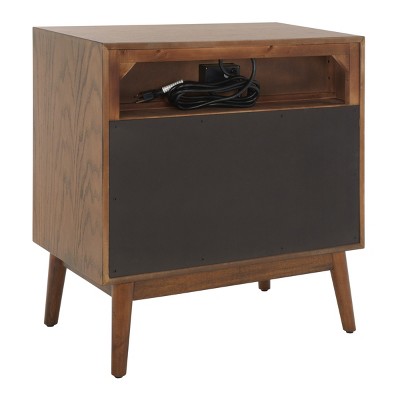 Medium Oak and Gold 2-Drawer Chest with USB Ports