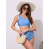 INSPIRE CHIC Women's One Shoulder Elegant Bikini Sets, Push Up Top High Waisted Tummy Control Bottom Swimwear Bathing Suits 1 Set - 4 of 4