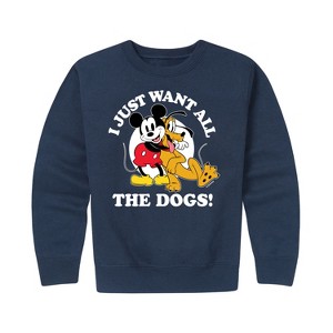 Boys' - Disney - Mickey Pluto Just Want All Dogs Graphic Long Sleeve Fleece Sweatshirt - 1 of 4