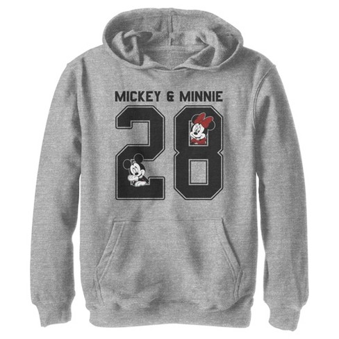 Boy's Disney Mickey & Minnie Jersey Pull Over Hoodie - Athletic Heather -  Medium