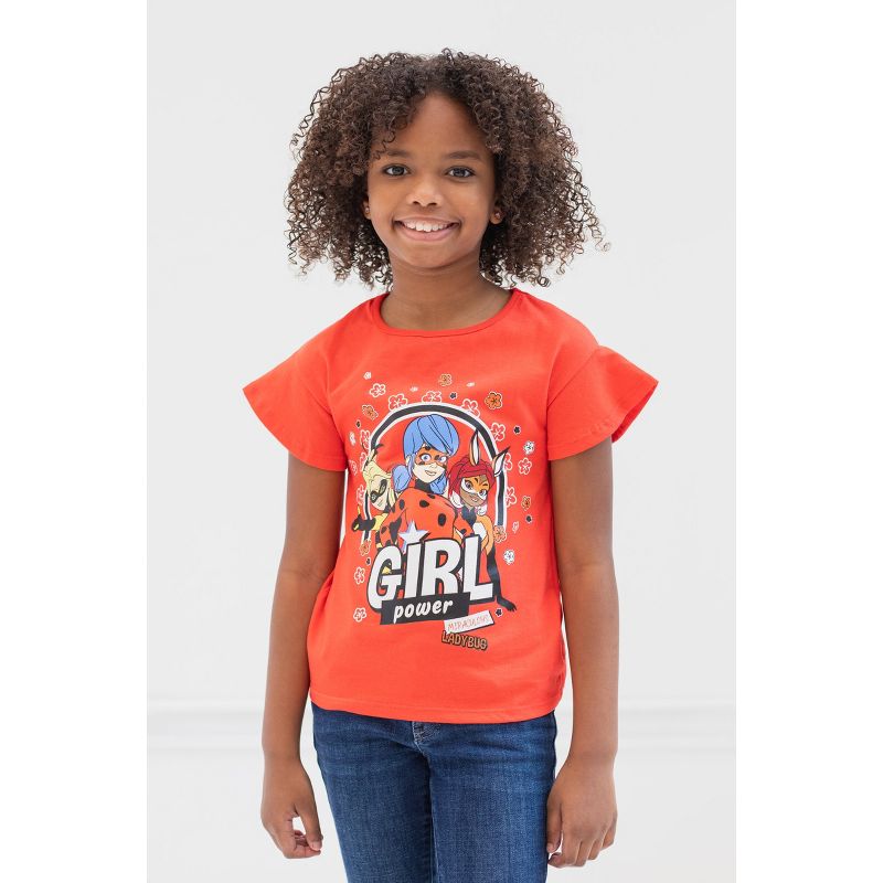 Miraculous Rena Rouge Cat Noir Ladybug Girls 3 Pack T-Shirts Little Kid to Big Kid, 2 of 10