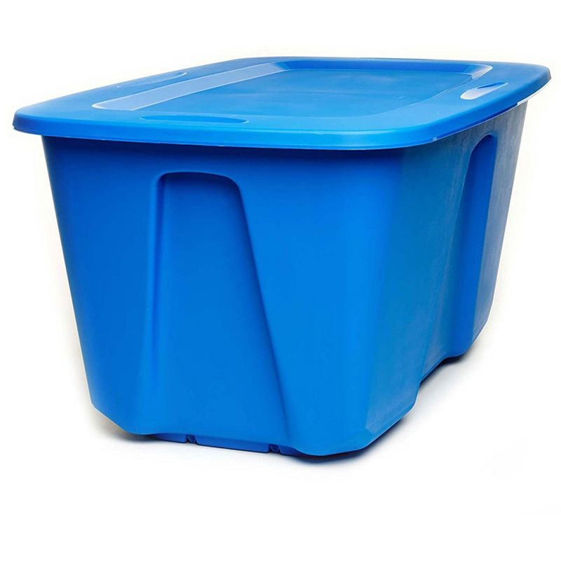 Homz 32 Gallon Large Standard Stackable Plastic Storage Container Bin with Secure Snap Lid for Home Organization, Blue, (2 Pack), 2 of 7