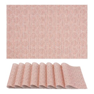 REGALWOVEN Farmhouse Placemats Set of 8 Plastic Placemats for Dining Table Decor Indoor Washable Kitchen Table Mat with Pattern - 1 of 4