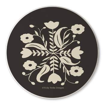 Thirstystone Dolomite Floral Round Coaster Black/Cream