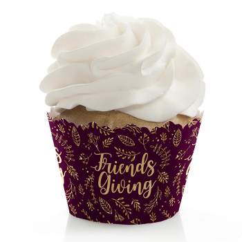 Big Dot of Happiness Elegant Thankful for Friends - Friendsgiving Thanksgiving Party Decorations - Party Cupcake Wrappers - Set of 12
