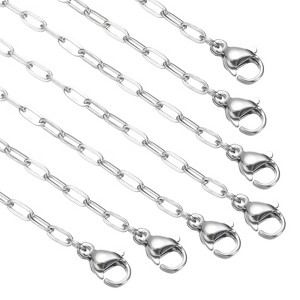 Unique Bargains Thin Flat  Stainless Steel Charm Snake Chain Necklaces 10 Pcs - 1 of 4