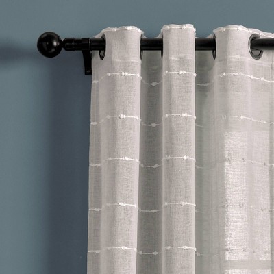 Gray Sheer Polyester Grommet Window Curtain Panels, 38" x 84"