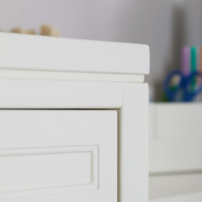 Creamy White Wooden Kids' Art Supply Storage Cabinet with Drawers