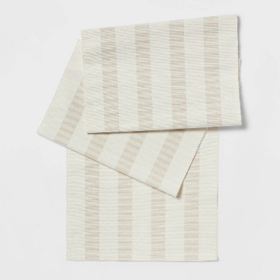 72" x 14" Striped Table Runner Taupe - Threshold™