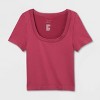 Women's Slim Fit Seamless Short Sleeve Square Neck Baby T-Shirt - A New Day™ Dark Pink - 4 of 4