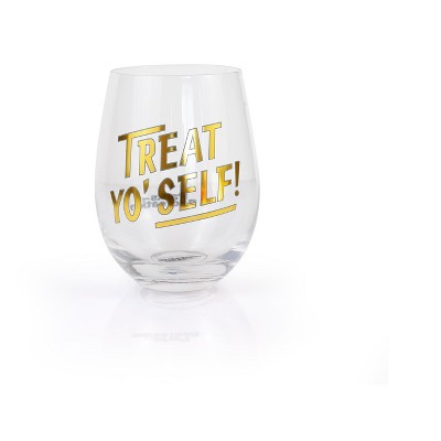 Surreal Entertainment Parks and Recreation Treat Yo Self 17oz Gold Stemless Wine Glass