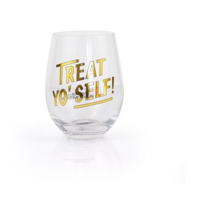 Surreal Entertainment Parks and Recreation Treat Yo Self 17oz Gold Stemless Wine Glass - 1 of 4