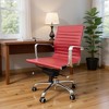 HomeRoots Red and Silver Faux Leather Adjustable Height Swivel Rolling Office Chair - 2 of 4
