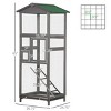 Outdoor Wooden Bird Cage Aviary with Roof Pull Out Tray and 2 Doors Large Parrot Habitat for Backyard Patio - LAOTIES - 3 of 4