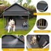 UbMelt Outdoor&Indoor Dog House with Porch and 2 Bowls Weatherproof Large Wooden Dog Kennel for Winter,Gray - 4 of 4
