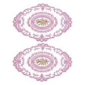 Unique Bargains Retro Lace Embroidered Polyester Placemat 2 Pcs - 1 of 4