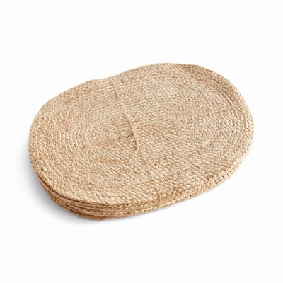 Plum & Post Jute Coil Oval Placemats, Set of 8 - Natural