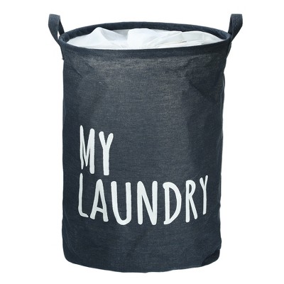 Unique Bargains Foldable Laundry Hamper Navy Blue 16.64 Gallon 1 Pc ...