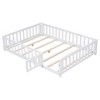 Full Size Floor Platform Bed With Fence And Door, Wooden Floor Bed Frame With Support Slats For Boys Girls Bedroom Furniture - 2 of 4