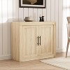 CuisinSmart 35" Sideboard Buffet Cabinet with 2 Wood Doors, Mid Century Modern Accent Cabinet with Storage for Living Room Kitchen, Natural - 4 of 4