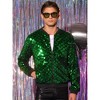 INSPIRE CHIC Men's Zip Up Party Shiny Argyle Sequin Bomber Jacket - 2 of 4