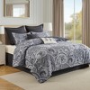 8Pcs BIAB Paisley Print Solid Plum Reverse Comforter Set, Ultra Soft Microfiber Bedding Set with Matching Shams, Pillows and Bedskirt - 2 of 4