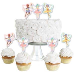 Big Dot of Happiness Let's Be Fairies - Dessert Cupcake Toppers - Fairy Garden Birthday Party Clear Treat Picks - Set of 24 - 1 of 4