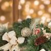 MOEPISY Christmas Garland with 20 Led Lights, 6 Ft Pre-Lit Gold Xmas Garland with Faux Antlers Bow-Knot Ball Ornaments - 2 of 4