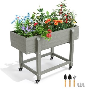 Arceso Raised Garden Bed with Wheels,  HDPS Elevated Planter Box with Tools, Weather Resistant, Standing Growing Bed Herb Planter for Vegetable - 1 of 4