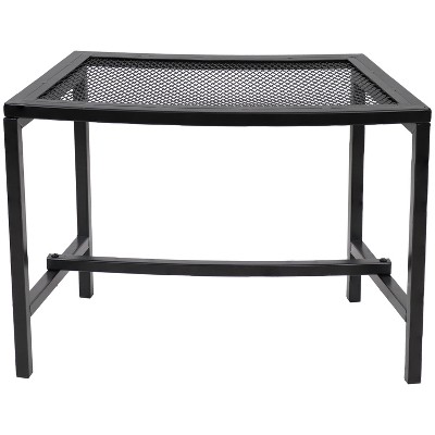 Curved Black Mesh Metal Outdoor Fire Pit Bench Set of 4