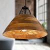 River of Goods 17.25" 1-Light Alainia Black Metal and Walnut-Stained Wood Pendant Light: Satin Finish, UL Listed, Adjustable Height - 4 of 4