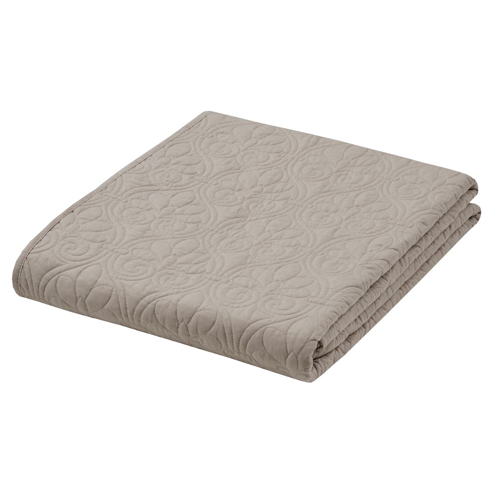 Photos - Duvet 60"x70" Oversized Mansfield Quilted Throw Blanket Khaki - Madison Park