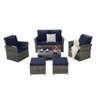 CAVINAS Patio Sofa Set, Wicker Lawn Chairs Set with Footstool, Modern Patio Sectional with Coffee Table for Garden - 4 of 4