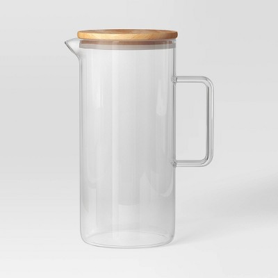 84.5 fl oz Glass Beverage Pitcher with Wood Lid - Threshold™: Dishwasher-Safe, Cadmium-Free, Cold Drink Server