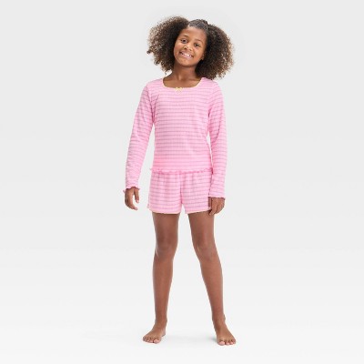 Girls' Long Sleeve Pointelle Pajama Set - art class™