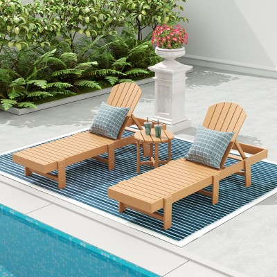 WestinTrends Dylan 3 Piece Adirondack Poly Reclining Chaise Lounge