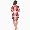 Women's Short Sleeve Plaid Button-Down Shirt Dress - White Mark - 3 of 4