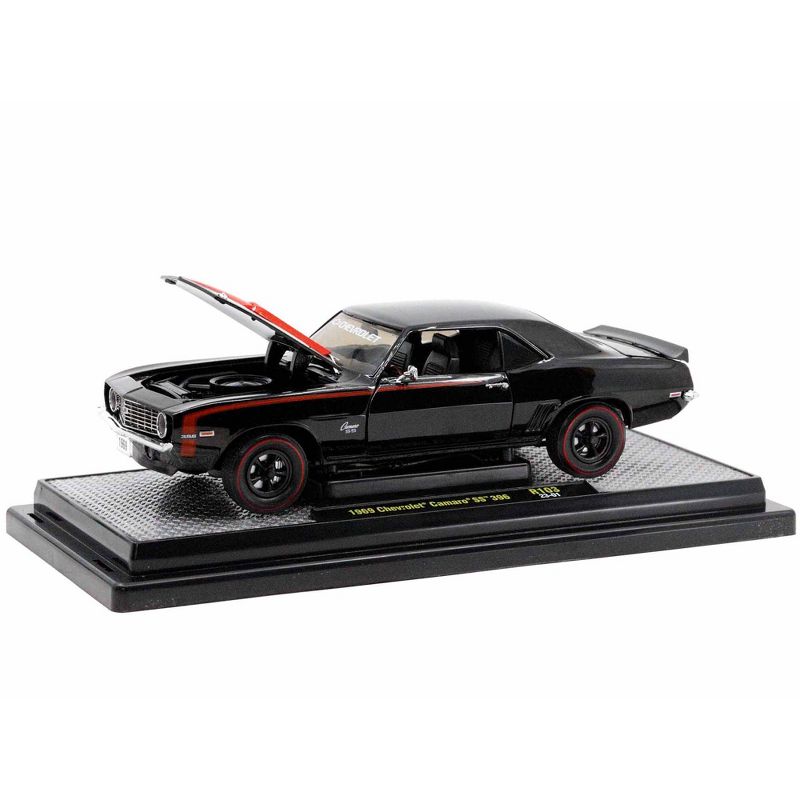 1969 Chevrolet Camaro SS 396 Black with Bright Red Stripes Limited Edition to 6550 pieces 1/24 Diecast Model Car by M2 Machines, 2 of 4