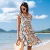 Women's Tropical Floral Print V-Neck Flutter Sleeve Midi Dress - Cupshe - 3 of 4