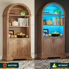 Fredees 71" Tall Arched Cabinet, Kitchen Pantry & China Cabinet, Arched Bookshelf with Open & Adjustable Shelves, Induction 3-Color Lights - 4 of 4