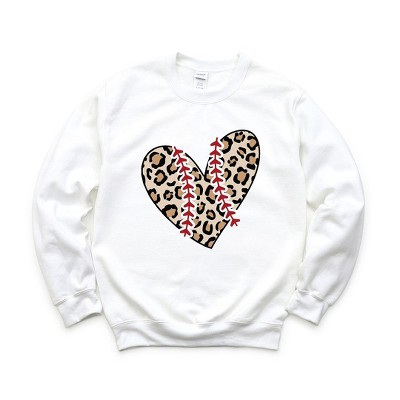 Simply Sage Market Women's Graphic Sweatshirt Leopard Baseball Heart
