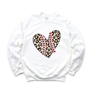 Simply Sage Market Women's Graphic Sweatshirt Leopard Baseball Heart - 1 of 3
