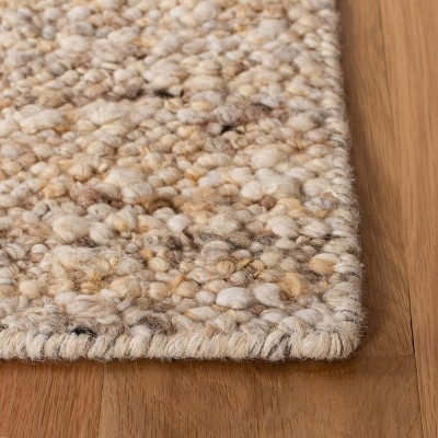 Coastal Charm Hand-Woven Beige Wool Rectangular Rug