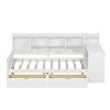 TIRAMISUBEST Wooden Twin/Full Size L-Shape Daybed with 7 Cabinets and 2 Storage Drawers, Multi-functional Sofa Bed with Study Desk and Bookshelf - 4 of 4