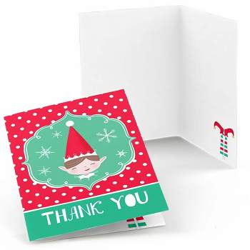 Big Dot of Happiness Elf Squad - Kids Elf Christmas and Birthday Party Thank You Cards (8 Count)