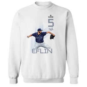 MLBPA Men's Eflin Pw Licensed Mlb Eflin Tampa Bay Baseball Portrait Long Sleeve Graphic Cotton Pullover Sweatshirt - White 2X - 1 of 4