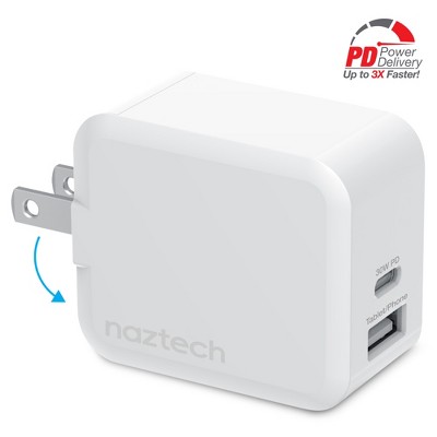 Chargeur secteur 2 USB (USB-C 30W + USB-A 12W) - noir