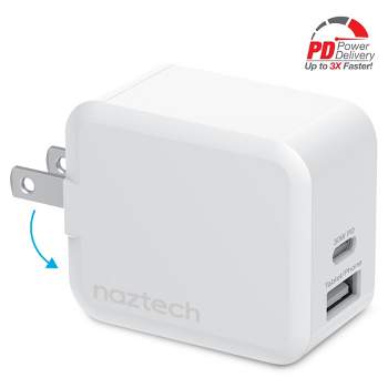 Naztech 30W USB-C PD + 12W USB Fast Wall Charger | White
