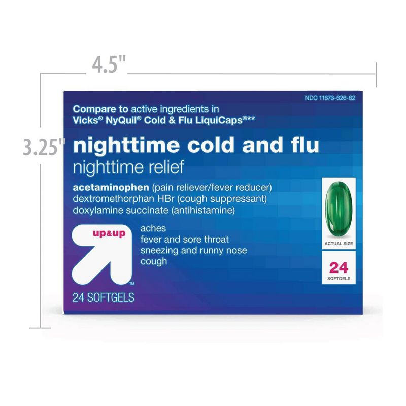 Nighttime Cold &#38; Flu Relief Softgels - 24ct - up &#38; up&#8482;, 5 of 8