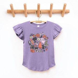 The Juniper Shop Halloween Doodle Collage Toddler Flutter Sleeve Tee - 1 of 3